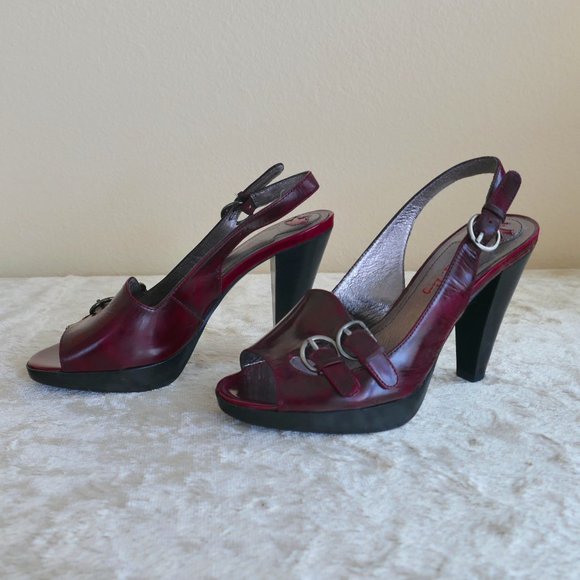 Star Ling Burgundy Leather Heels- Size 6M - Picture 1 of 12